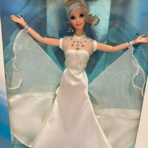 Barbie Doll in Elegant White and Silver Gown
